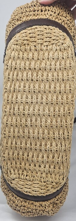 Brighton Women's Woven Jute/Leather Hobo Bag Braided Leather Handle Zip Closure - Picture 3 of 15